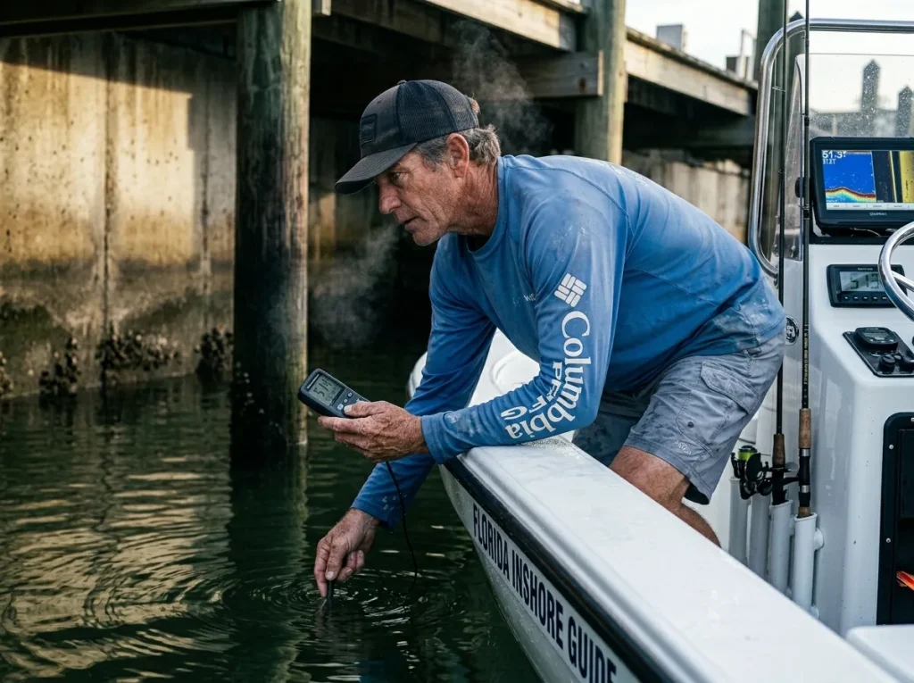 Guide reading canal water temp, applying thermal biology to master snook fishing inshore tactics and seasonal patterns.