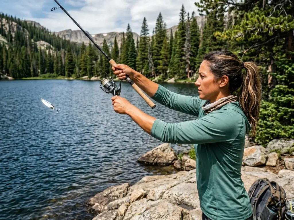 Angler casting a Williams Wabler demonstrating spoon hydrodynamic architecture