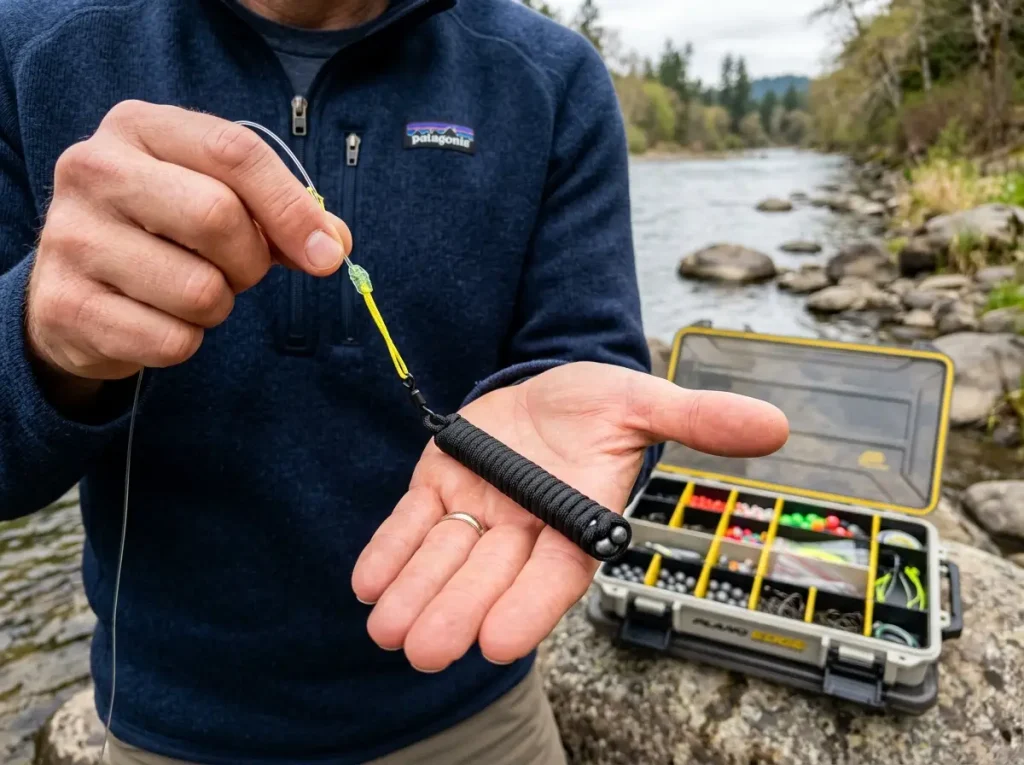 Premium slinky weight and mainline rig for steelhead river fishing