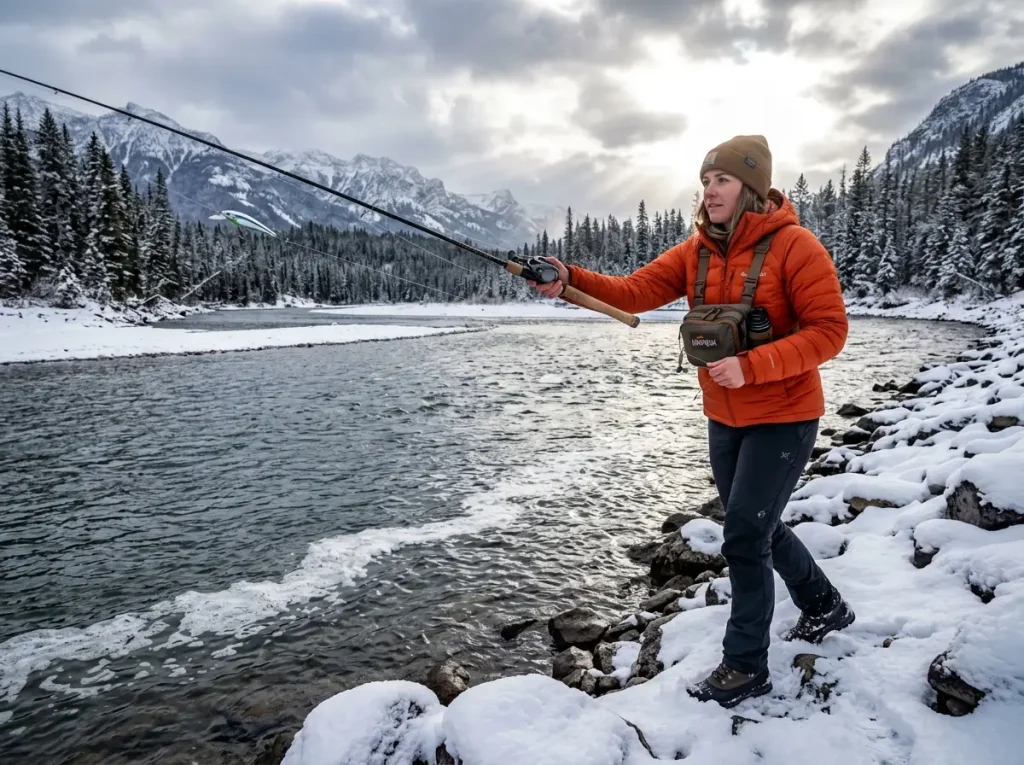 Angler strategically casting near the bubble line