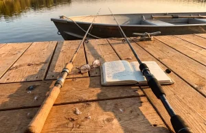Cork vs EVA Foam Rod Handles Which Grip Wins Cork and EVA foam fishing rod handles side by side on a wooden dock