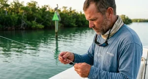 Why Most Anglers Pick the Wrong Wire Gauge Angler forming haywire twist on single strand fishing wire leader at boat gunwale