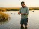 5 Popping Cork Rig Mistakes That Lose Inshore Fish Angler rigging a popping cork on a Louisiana marsh flat at dawn with redfish tailing in background