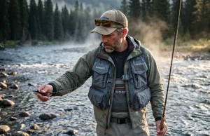5 Tool Lanyard Retractor Mistakes That Lose Your Gear Angler adjusting tool retractor lanyard while wading a rocky mountain river