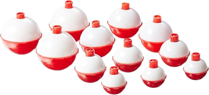 Eagle Claw red and white snap-on round floats in assorted sizes
