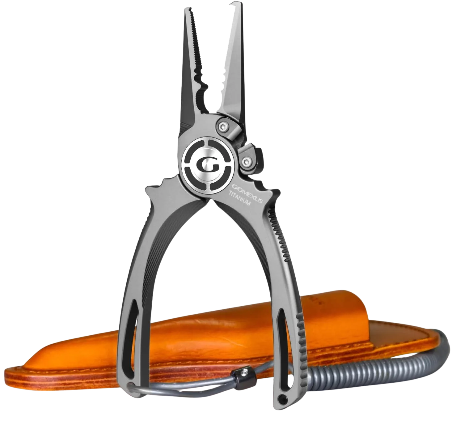 Gomexus titanium 7-inch fishing pliers with split-ring nose