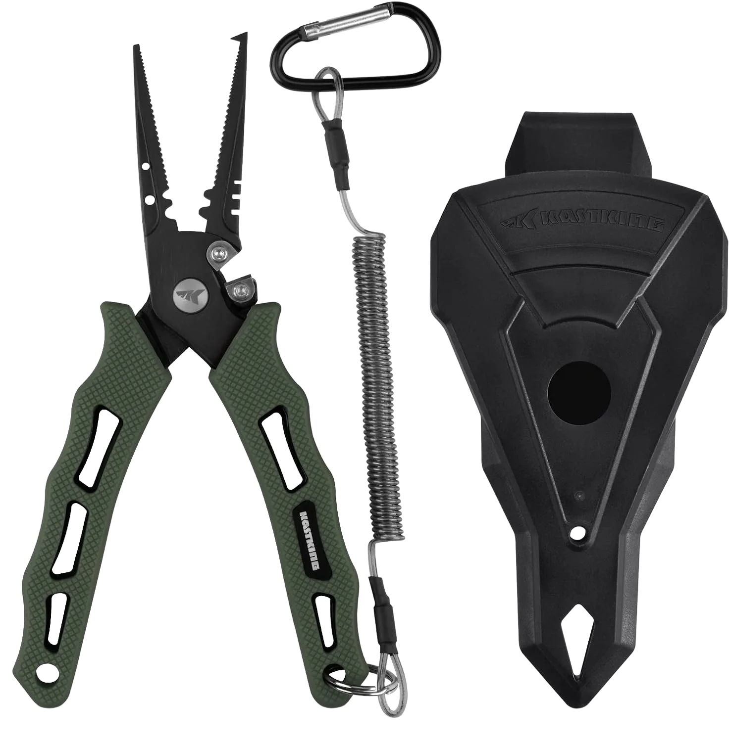 KastKing Cutthroat 7-inch fishing pliers with carbide cutters for hook removal and braid