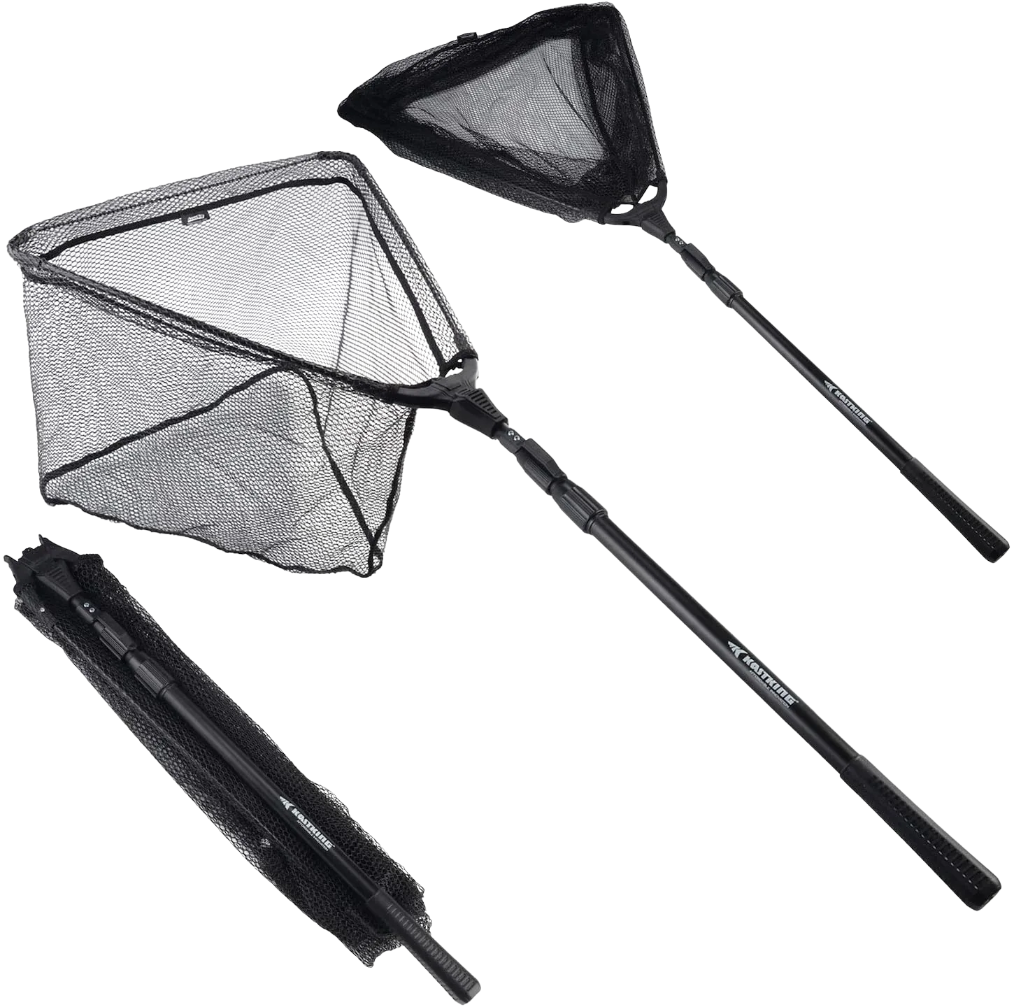 KastKing MadBite folding landing net with rubber mesh and telescoping handle