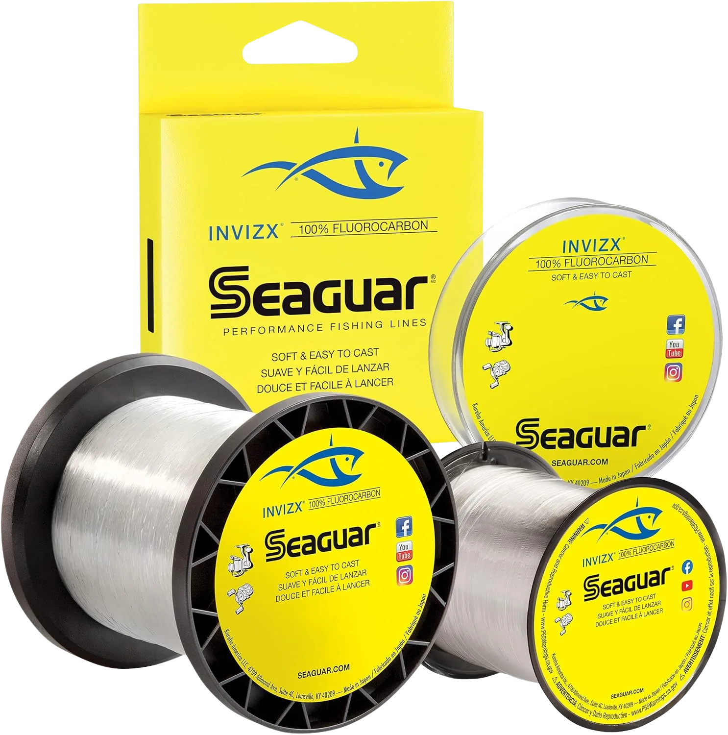 Seaguar InvizX 100 percent fluorocarbon clear fishing line spool