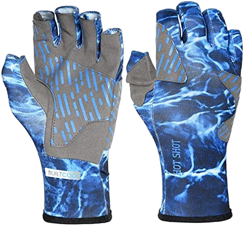 HOT SHOT fingerless reinforced fishing gloves UPF 50 for all-day sun protection on the water