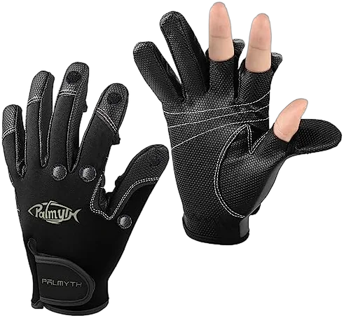 Palmyth neoprene fishing gloves with 3 cut fingers for constantly wet cold weather hands