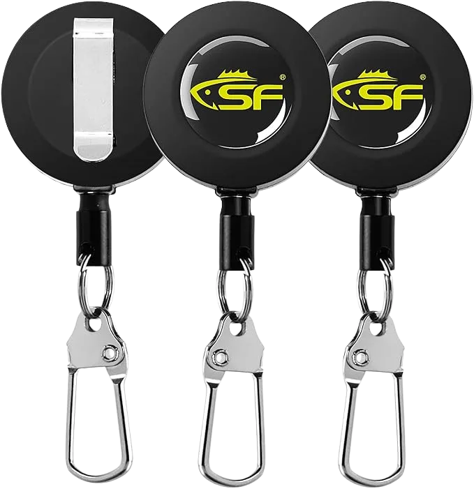 SF Fly Fishing zinger retractor 3-pack with braided steel cord for occasional wading