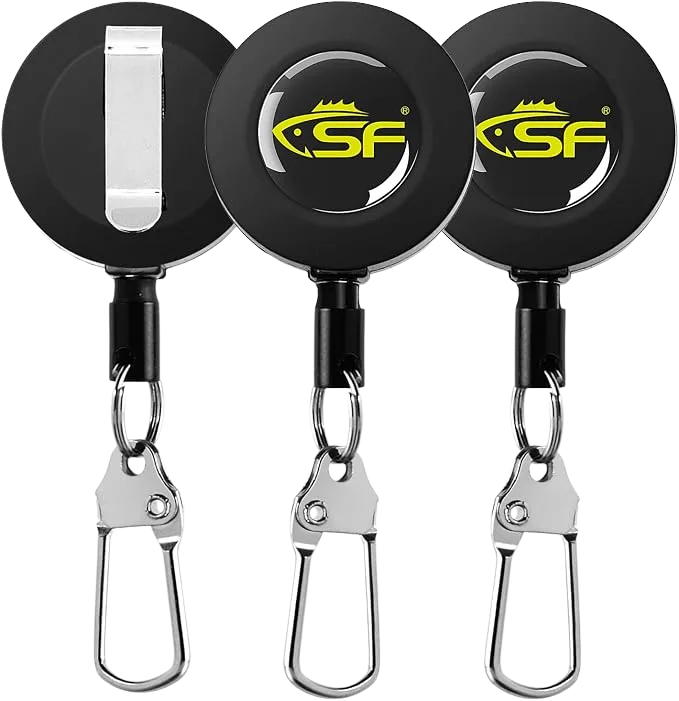 SF Fly Fishing back-clip zinger retractor 3-pack with braided steel cord