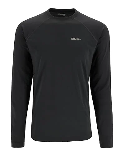 Simms Lightweight Baselayer Top worn as a moisture-wicking fishing base layer