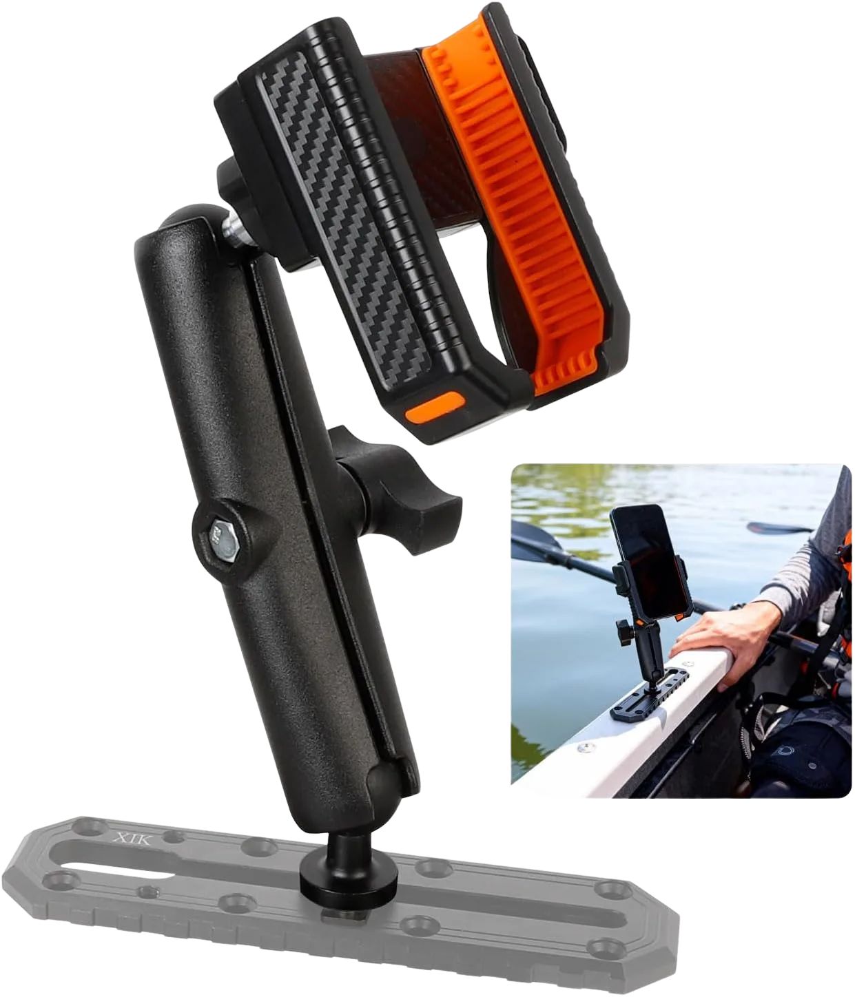 xik kayak phone holder mount with T-bolt track ball base