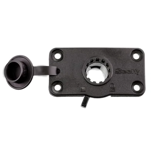 Scotty 244L-BK locking flush deck mount with rain cap for kayak rod holders